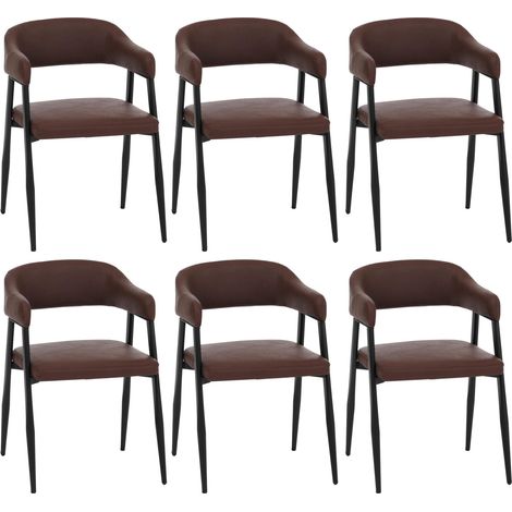 [JAMAIS UTILISÉ] Lot de 6 chaises de salle à manger HHG-685, chaise de cuisine, chaise à dossier, chaise rembourrée, style industriel rétro vintage, similicuir, rouge rouille (1/5)