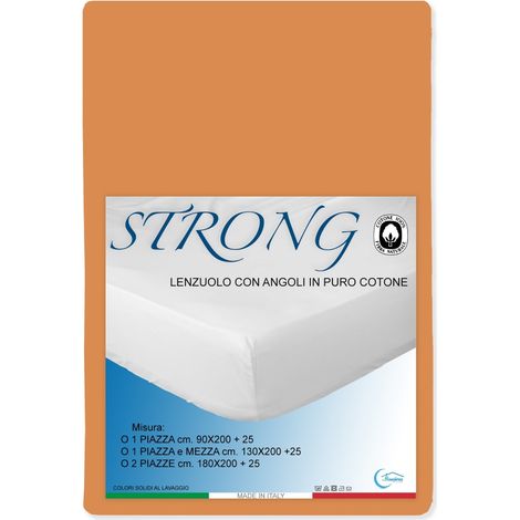 LENZUOLO con ANGOLI STRONG tinta unita ARANCIO made in Italy Una Piazza