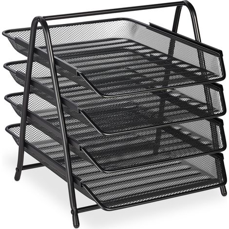Portadocumenti moderno in metallo 4 scomparti 30 x 30 x 30 cm pratica custodia stile pulito in metallo nero 130012656