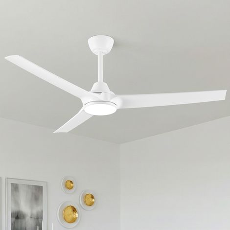Parrot Uncle 132 cm LED Deckenventilator mit Beleuchtung, 3 Flügel, leiser DC-Motor, dimmbar, Umkehrfunktion, 3 Farbtemperaturen, 6 Geschwindigkeiten, Fernbedienung, Weiß