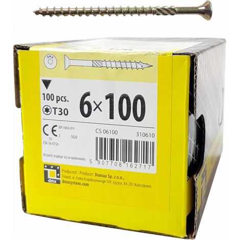 Vis à bois 6x100 - Lot de 100 - Acier galvanisé - Résistantes et durables