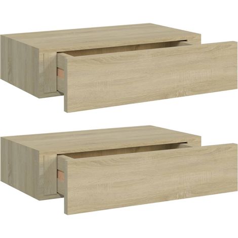 Étagères à tiroirs murales 2 pcs Chêne 40x23,5x10 MDF (1/5)