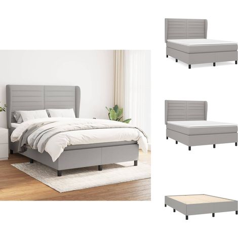 Boxspringbett mit Matratze Hellgrau 140x200 cm Stoff - Boxspringbett - Doppelbett - Lattenrost - Bettrahmen - Schlafsystem (1/5)