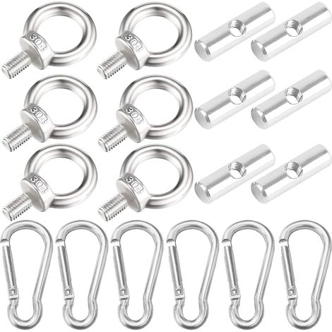 Crochet Auvent, 6Pcs Accessoires Auvent RV avec Mousqueton 6Pcs, Crochet D'auvent de Camping Car (Acier Inoxydable, 6mm) (1/5)
