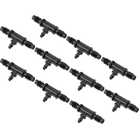 Barb Gouttes Tee Tuyau Connecteur 4mm et 8mm Intérieur Diamètre Tuyau Raccord pour Jardin Agriculture Irrigation Système, Plastique 20pcs (1/5)