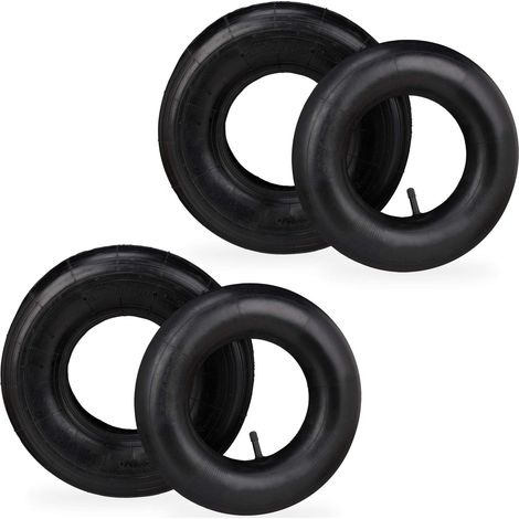 Roue de brouette avec Chambre à air, Lot de 2 pneus de Rechange 4.00-6, pneumatiques, Jusqu’à 136 kg, Noir (1/5)