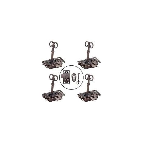 4 Pièces Serrure Antique et Clé Serrure de Porte de Placard Vintage Classique Serrure Meubles DéCoratifs pour BoîTes aux Lettres, Casiers, Armoires, BoîTes à Outils (Bronze Rouge)