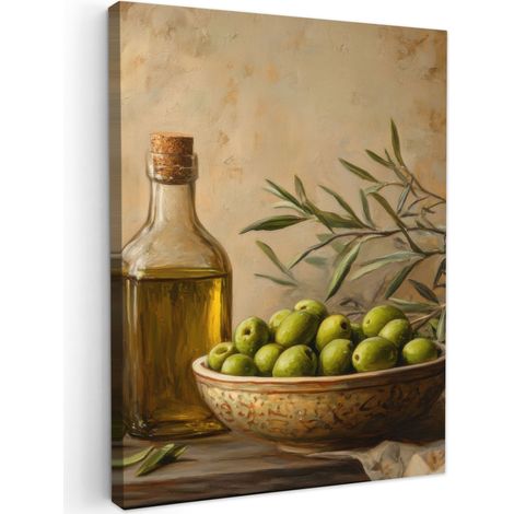 TABLEAU SUR TOILE Olives - Nature morte - Vintage Toile Peinture 60x80 cm (1/5)