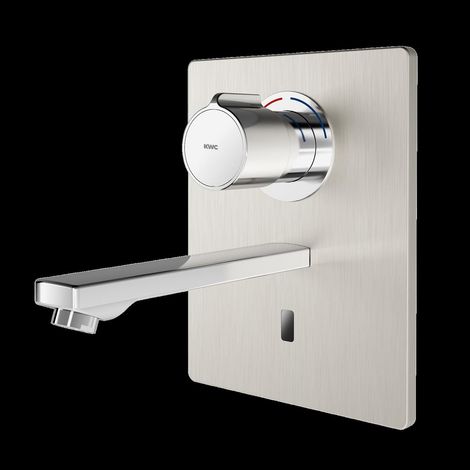 Robinet lave-mains KWC, F5, électrique, thermostat, encastré, ensemble F, sortie 260 mm, 6 l, pour alimentation électrique (1/2)