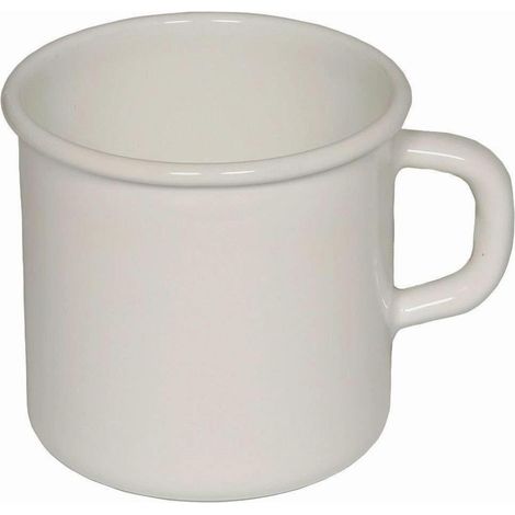 Riess Topf (Becher) mit Bördel Ø9cm 1/2 Liter Emaille Classic weiss Induktion
