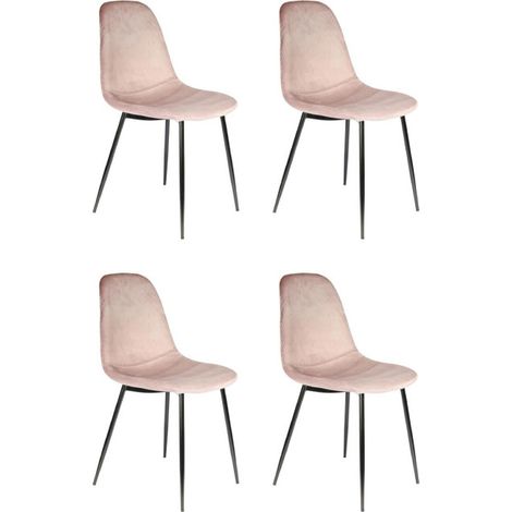 Lot de 4 Chaises Velours "Giulia" 85cm Rose (1/5)