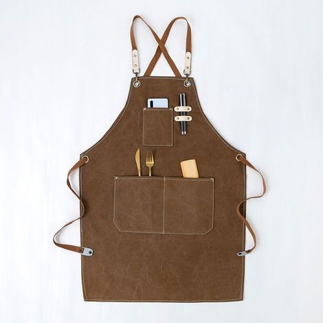 Tablier de cow-boy de haute qualité avec poches pour coiffeur, Tablier de travail multifonction en toile cirée imperméable, pe (1/5)