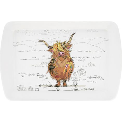 Dekorative Melamin-Servierplatte von Highland Hamish, Kuhmotiv