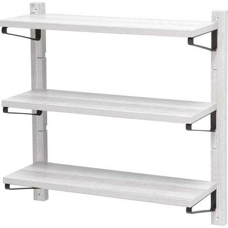 Scaffale in legno da parete multiuso 3 ripiani regolabili porta oggetti complemento d'arredo 60x17x60 cm bianco