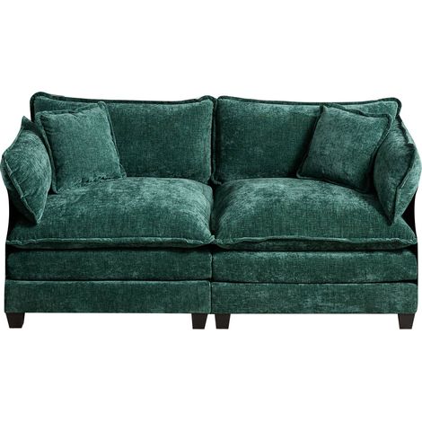 Cloud Sofa two Seats (Armrests are not included), Modern Sectional Couch, for Living Room Bedroom and Apartment, Comfy Double Layer Upholstered Seat Cushion, Breathable Chenille Fabric, Green,DE501AGN