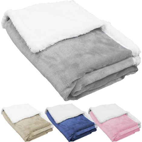 Lot de 2 couvertures, plaids polaires pour enfant 75 x 100 cm en flanelle et sherpa ultra doux - Gris - Monsieur Bébé (1/4)