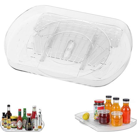 Organiseur de Plateau Tournant, étagère à épices Rotative à 360°, pour Réfrigérateur, Cuisine, Salle de Bains, Commode, Porte-épices (1/5)