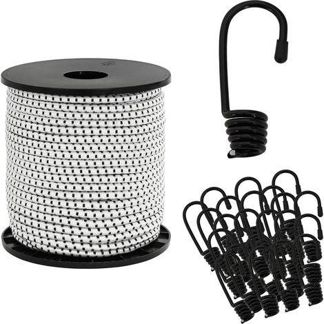 Corde Bungee con Ganci 6 mm Nero e Bianco PP e gomma vidaXL (1/5)