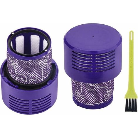 2pcs Filtres pour Dyson Cyclone V10 SV12 Series V10 Absolute/Animal/Total Clean/Motorhead Aspirateurs, Filtre de Rechange Accessoires 969082-01, avec Brosse de Nettoyage (1/5)