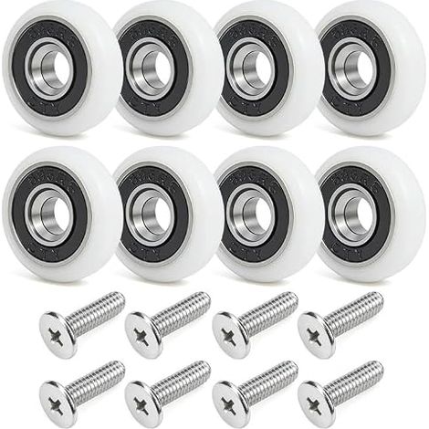 8 Pièces Rouleaux pour Porte de Douche avec Vis, Roulettes de Remplacement pour Porte de Douche de Salle de Bain - 19mm 23mm 25mm (1/5)