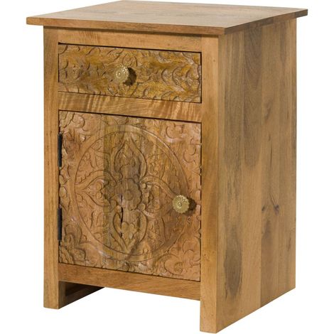 Nachttisch (Türanschlag links) Mango 45x40x60 natur lackiert KASHMIR 104