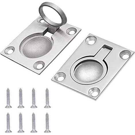 2 Paquets Poignée de tirage encastrée pour trappe, armoire, avec 8 vis de montage, 48 x 38 mm (1/5)
