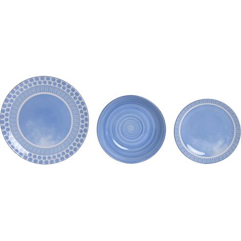 Vajilla Set 18 Porcelana 27X27X2,5 Azul Claro (1/5)