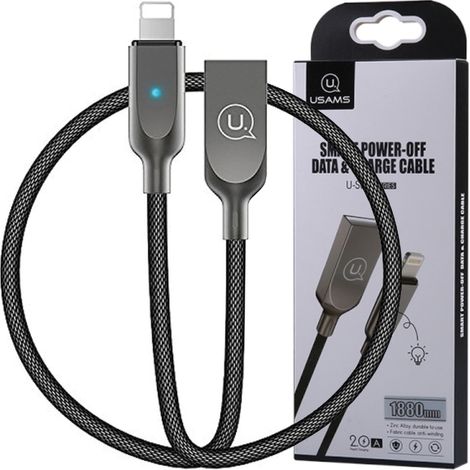 Cavo di spegnimento Lightning Usams U-Sun nero/nero 1,9 m IPYSUSB201 (US-SJ170) (1/4)
