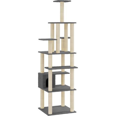 Maison Exclusive - Albero per Gatti con Tiragraffi in Sisal Grigio Scuro 183 cm (1/5)