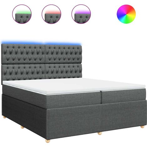Maison Exclusive - Cama box spring con colchón tela gris oscuro 2 (1/5)