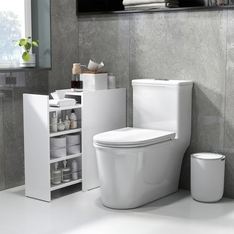 Mobiletto bagno stretto bianco con cassetto e 3 scomparti, 47 x 25 x 66,5 cm (1/5)