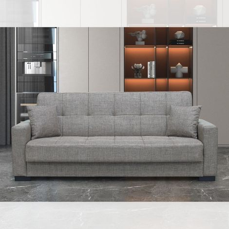 Divano 3 posti funzione letto contenitore NewMalpensa in tessuto cappuccino 225x88x94h (1/5)