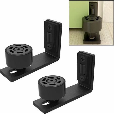 1 paire de guide-sol réglable pour portail coulissant, rail de porte coulissante, 2 portes (pas de rainure sur la porte, pas de perçage du sol) (1/5)