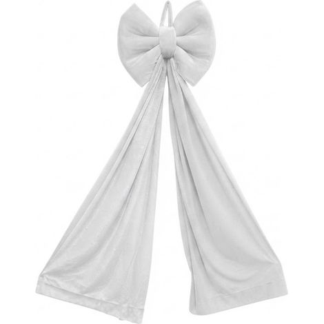 Fiocco in tessuto effetto velluto bianco lungo cm 100 e largo cm 30 puntale discendente morbido per albero di Natale e decorazioni natalizie e d'arredo accessori albero di Natale addobbi casa feste.