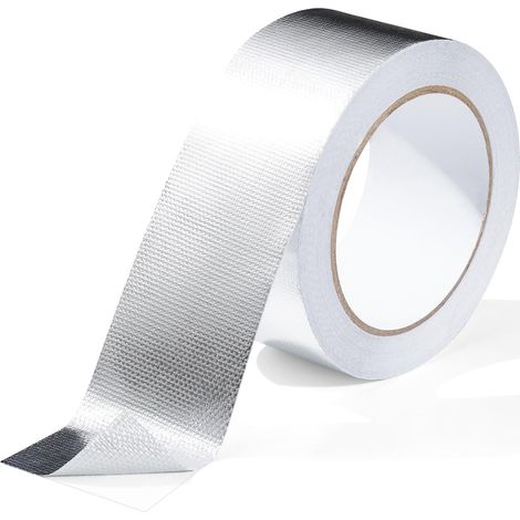 Ruban Adhésif Aluminium 50 mm x 20 m - Argenté, Ruban Étanchéité Plomberie, Isolant Thermique Fibre de Verre, pour Tuyau et Voiture
