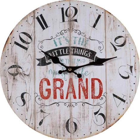 Reloj de pared de madera blanco d34x2 (1/4)