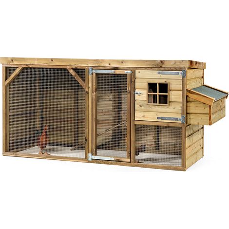 Fatmoose Hühnerstall mit Auslauf CosyChicken Cottage aus Holz - 243x95x124 cm