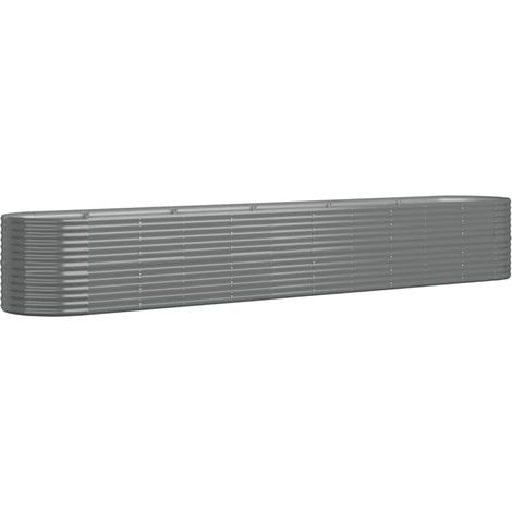 Vassoio per fioriera aiuola rialzata piante fiori terrazza giardino giardino acciaio verniciato a polvere 440 x 80 x 68 cm grigio 020039654