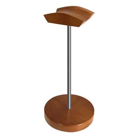 Supporto per cuffie da tavolo - Supporto per cuffie da gioco con asta di supporto in lega di alluminio, base rotonda in legno e piastra di supporto in legno