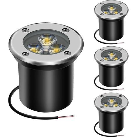 pot led extérieur encastrable 4 PACK 3W IP65 Spot Encastrable Led Terrasse Rond 300 Lumen Lampe d'éclairage de jardin extérieur, pour Jardin Chemin Cour Garage(blanc chaud) [Classe énergétique F] (1/5)