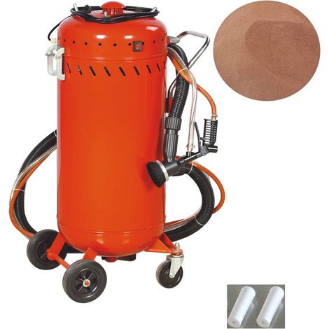 Combiné Sableuse Aérogommeuse Aspirateur mobile 106L + 4 Buses 7mm + Sac 25kg Abrasif Garnet 200A+