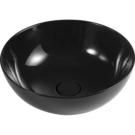 Lavabo da appoggio a ciotola 33 cm nero lucido in ceramica Espeon (1/3)