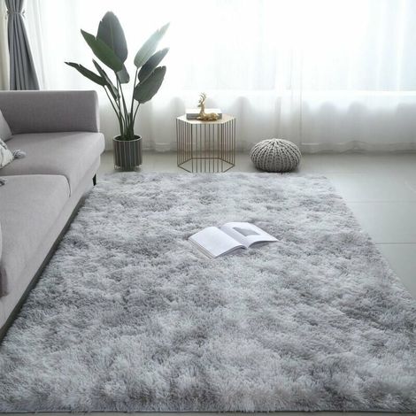 Tapis de Salon Shaggy 160 x 230cm en Peluche Gris Fibre de Polypropylène Souple Tapis Antidérapante (1/5)