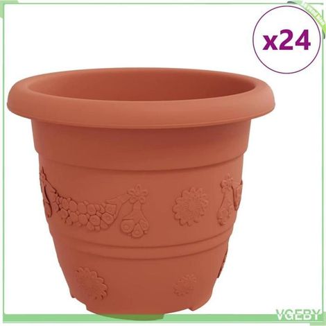 Pot à fleurs rond - FAFEICY - 42020291 - Rouge brique - Lot 24 pcs - Plastique percé (30x30x25 cm) (1/5)