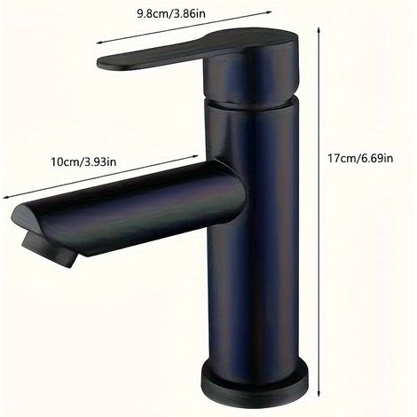 Mitigeur de Lavabo Salle de Bain en Acier Inoxydable 304 Noir – Eau Chaude et Froide, Robinet pour Vasque et Plan de Toilette, Design Moderne (1/3)