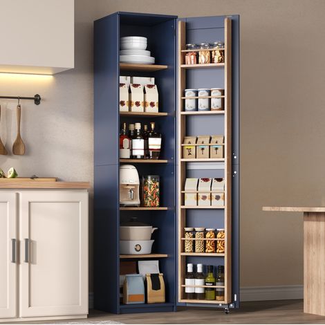 Armario columna 40 x 40 x 183 cm de MDF azul con almacenaje FloraGrace (1/5)