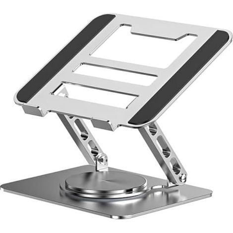 Support pour ordinateur portable - Stable et ventilé - Rotation à 360° et support ergonomique - Support pliable pour ordinateurs portables de 10 à 17,3 pouces - Argent - Pliable (1/5)