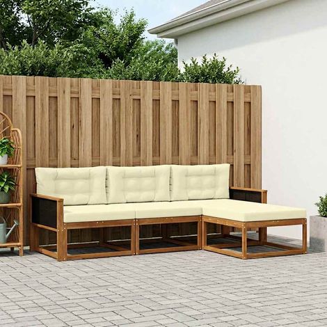 vidaXL Outdoor-Sofagarnitur mit Kissen 4 pcs Natur und Creme (1/5)