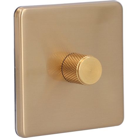 Interrupteur Variateur en Laiton Brossé Antidérapant et Résistant pour Maison AC220V, Éclairage Monochrome (1/5)