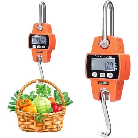 Digitale Miniwaage mit kleinem Haken, 300 kg/0,05 kg Tragkraft, hochpräzise digitale Kranwaage mit Sensoren, tragbare elektronische Hängewaage für Jagd, Landwirtschaft und Outdoor-Einsatz (Orange) (1/4)
